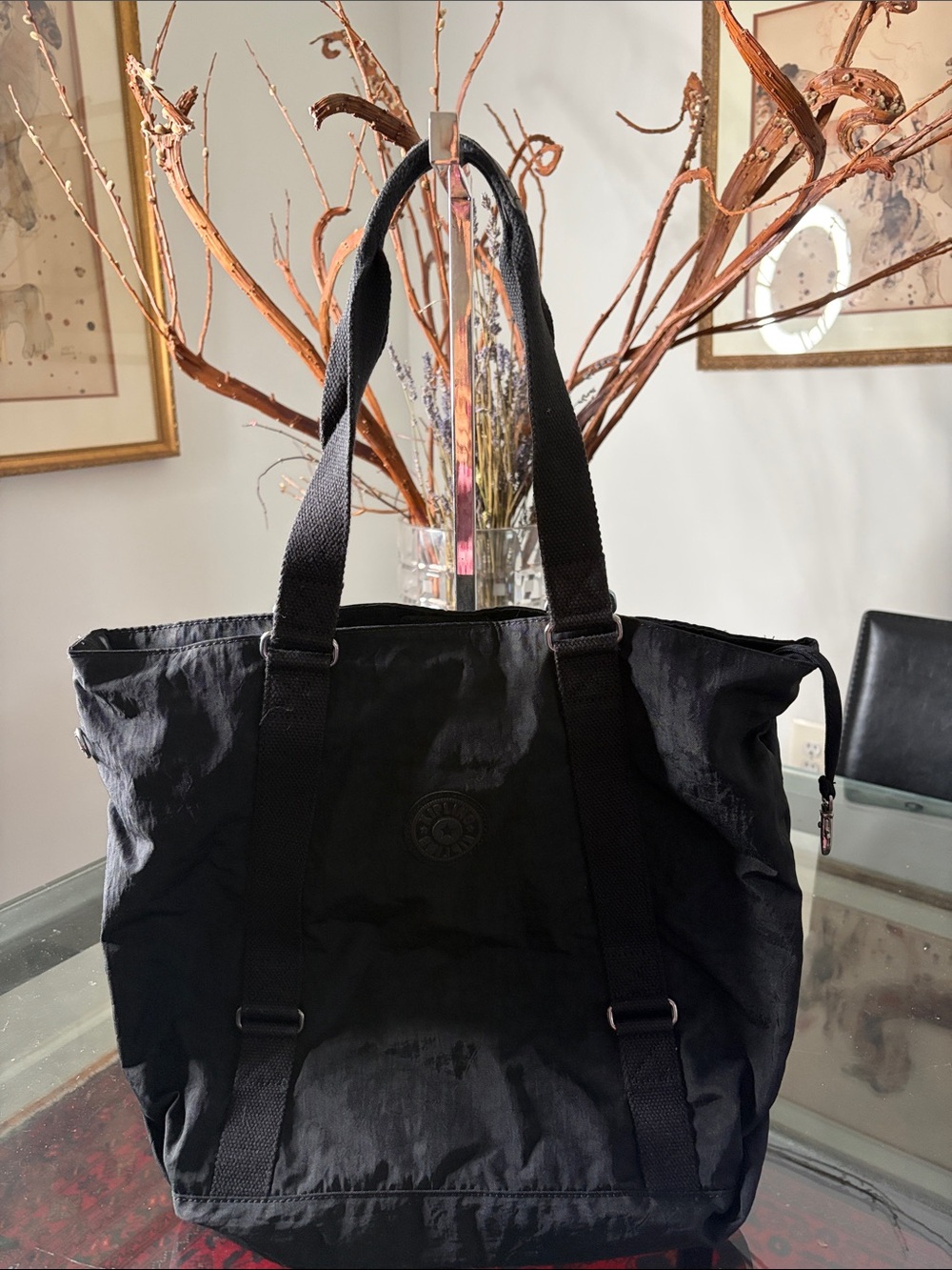 Kipling Black Nylon Laptop Tote with Dual Shoulder Straps